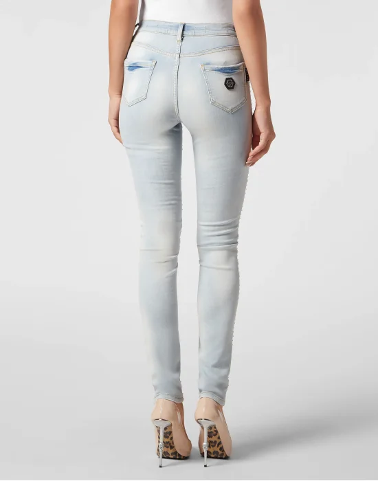 High Waist Jeggings Crystal Pinstripe