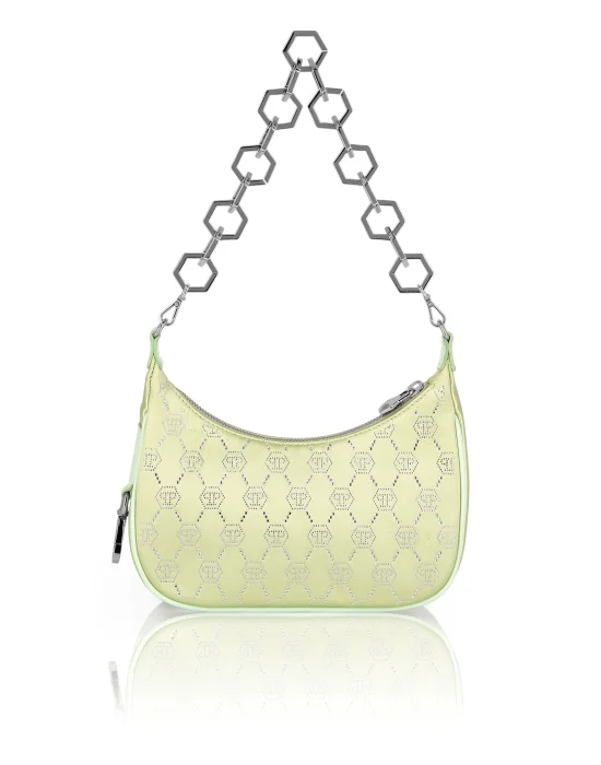 Satin Shoulder Bag Monogram Strass