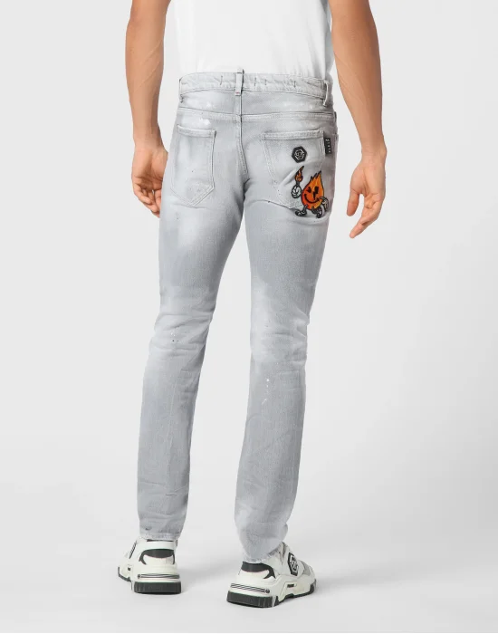 Denim Super Straight Cut Trousers Smile