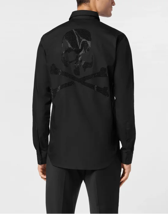 Shirt Sugar Daddy Cut LS Strass Skull&Bones