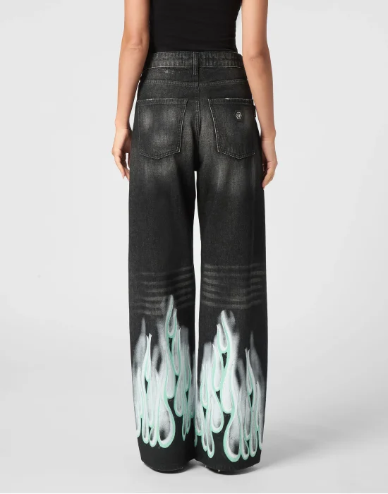 Denim Skater Fit Trousers Flame