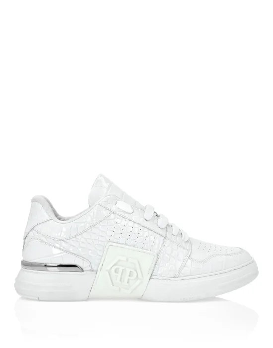Croco Printed Leather Lo-Top Sneakers Hexagon