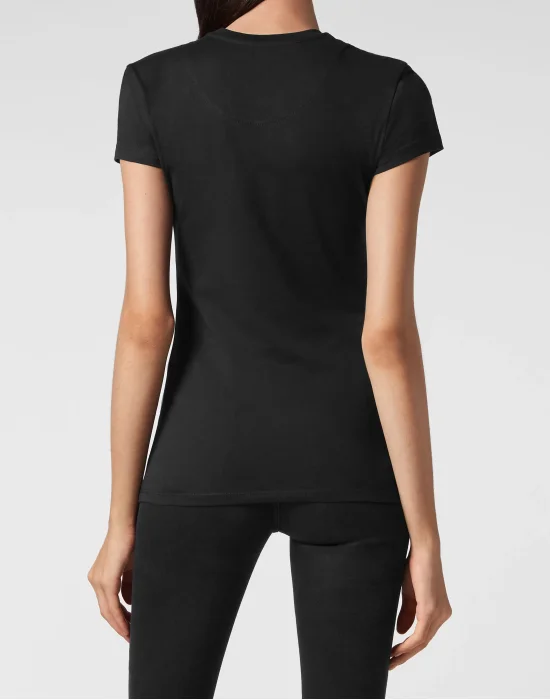Satin T-shirt Round Neck SS Embroidery Signature
