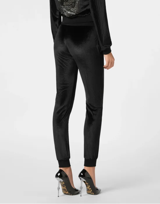 Chenille Jogging Trousers Strass Skull